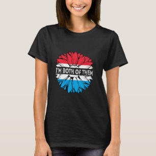 T-shirt Drapeau du Luxembourg Je suis les deux USA Tournes
