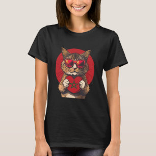 T-shirt Drapeau du Maroc Racines marocaines Chat au cœur F