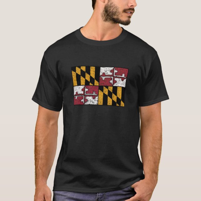 T-shirt Drapeau du Maryland cool - Patiné (Devant)