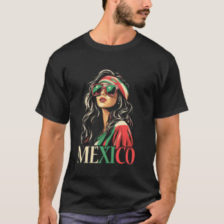 T-shirt Drapeau du Mexique Femme Lunettes de soleil Fille
