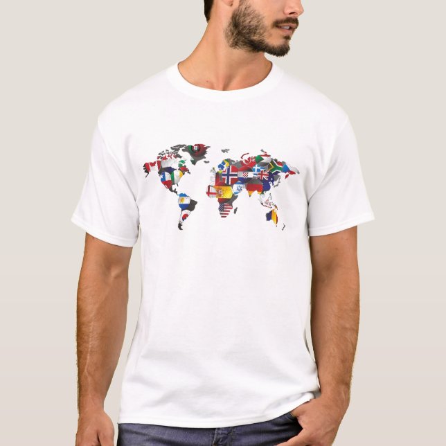 T-shirt drapeau du monde de carte (Devant)