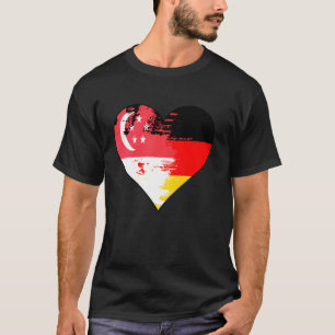 T-shirt Drapeau du patrimoine cardiaque allemand et singap