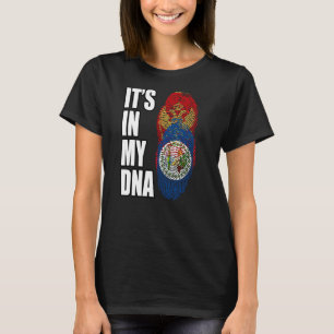 T-shirt Drapeau Du Patrimoine De L'ADN Mélangé Belizé Et M