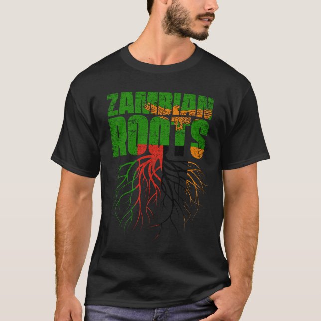 T-shirt Drapeau du patrimoine zambien des racines zambienn (Devant)