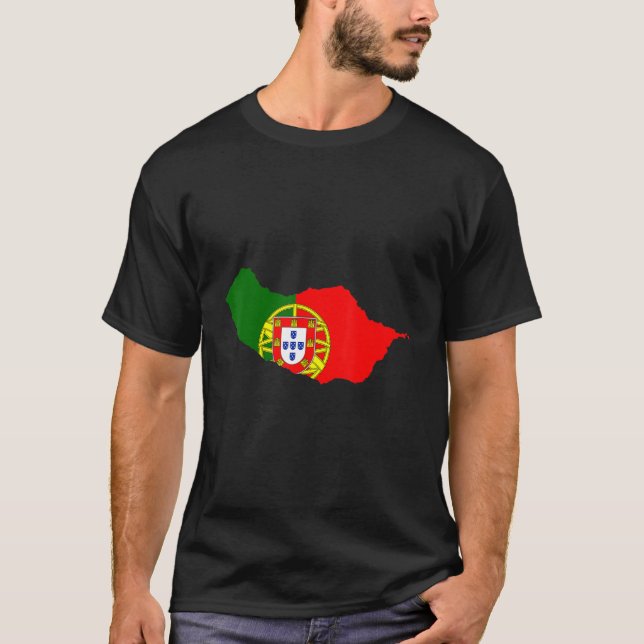 T-shirt Drapeau du Portugal dans le contour de Madère Madè (Devant)