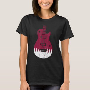 T-shirt Drapeau du Qatar Guitare Musicien Vintage