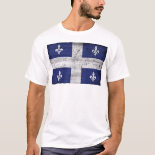 T-shirt Drapeau du Québec style grunge érodé