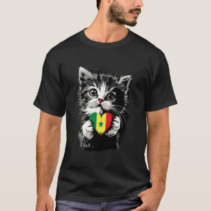 T-shirt Drapeau du Sénégal Fierté sénégalaise Chat Cœur Sé
