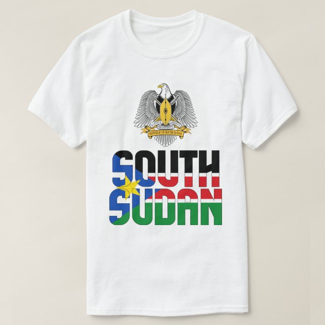 T-shirt Drapeau du Sud-Soudan et blason patriotique (Design devant)