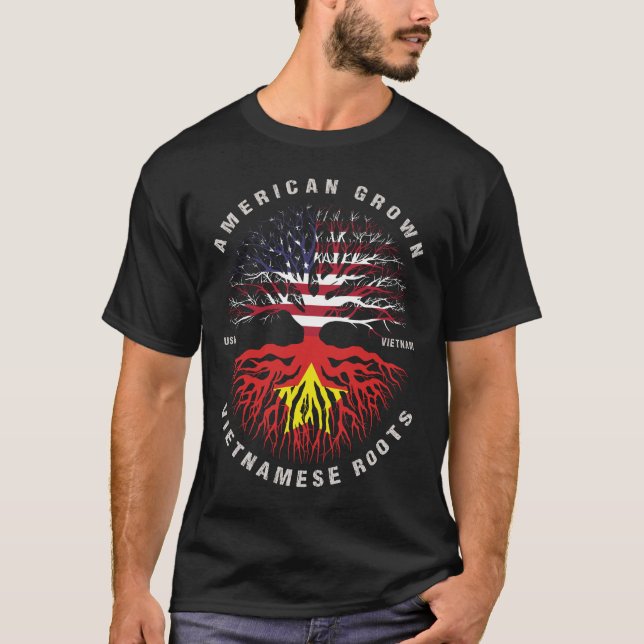 T-shirt Drapeau du Vietnam américain des racines vietnamie (Devant)