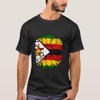 T-shirt Drapeau du Zimbabwe Tournesol Racines zimbabwéenne