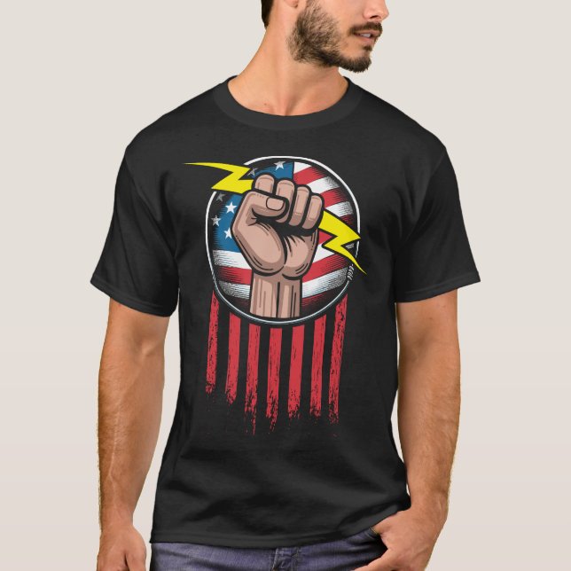 T-shirt Drapeau électronique américain patriotique (Devant)