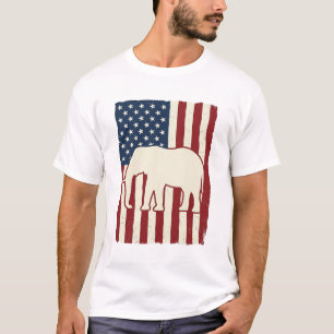 T-shirt Drapeau éléphant patriotique Design vectoriel vint
