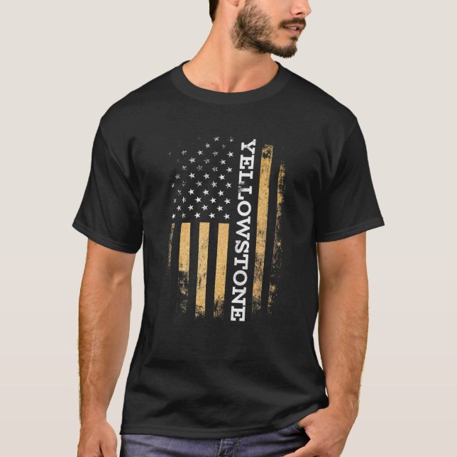 T-shirt Drapeau en pierre jaune amusant Drapeau américain  (Devant)