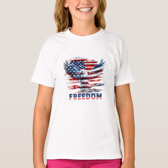 T-shirt Drapeau et aigle des Etats-Unis.Liberté. (Devant)