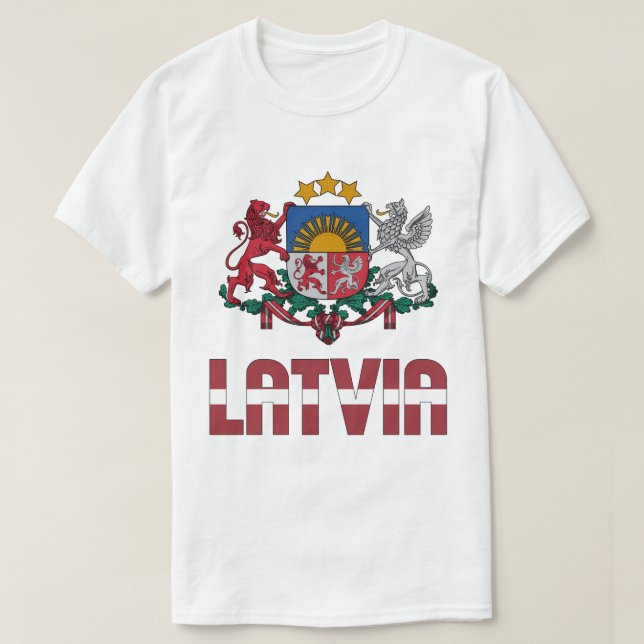 T-shirt Drapeau et blason de Lettonie Patriotique (Design devant)