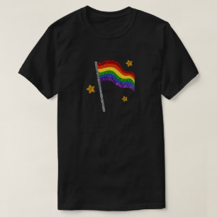 T-shirt Drapeau et étoiles de la Parties scintillant LGBT