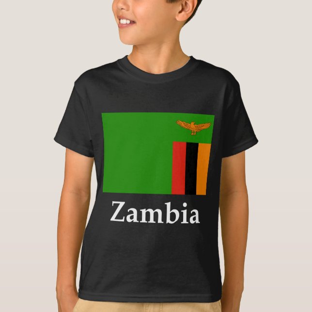 T-shirt Drapeau et nom de la Zambie (Devant)