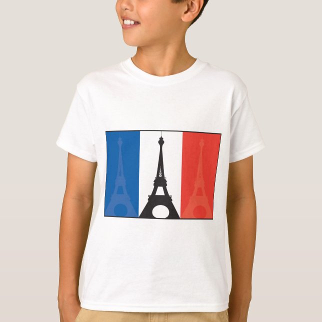 T-shirt Drapeau et Tour Eiffel français (Devant)
