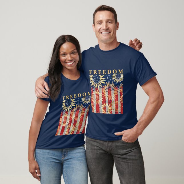 T-shirt Drapeau et tournesols texte personnalisé (Unisexe)