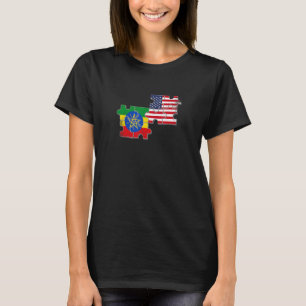 T-shirt Drapeau éthiopien américain d'Éthiopie USA Accueil
