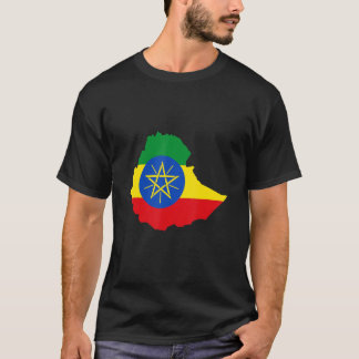 T-shirt Drapeau éthiopien en Ethiopie contour Ethiopie