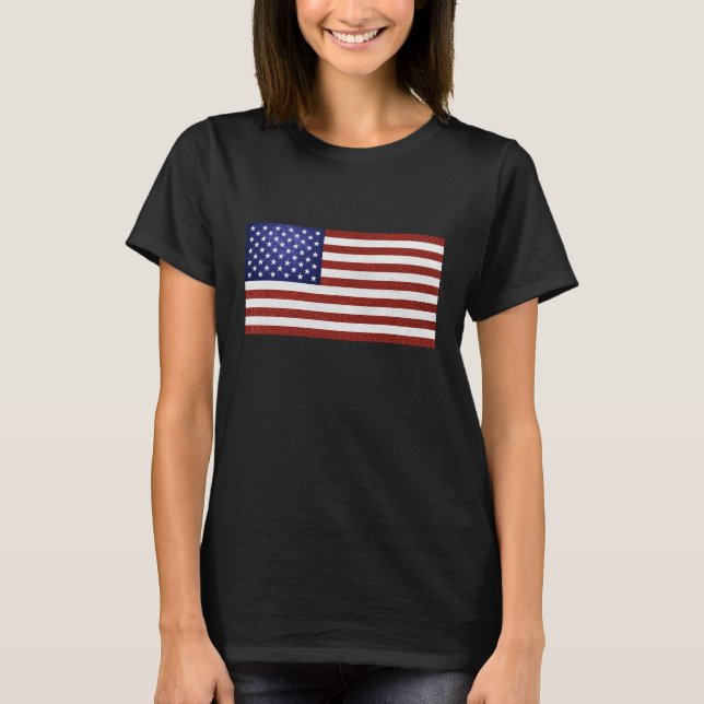 T-shirt Drapeau Faux Rouge Blanc Bleu Cuir USA (Devant)
