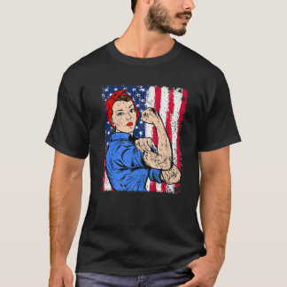 T-shirt Drapeau féministe Rosie Riveter USA 4e