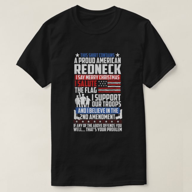 T-shirt Drapeau Fière des troupes américaines de soutien a (Design devant)