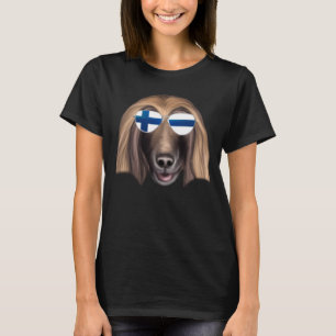 T-shirt Drapeau finlandais Chien à col afghan Finlande Poc