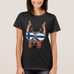 T-shirt Drapeau finlandais Doberman Pinscher Chien Finland