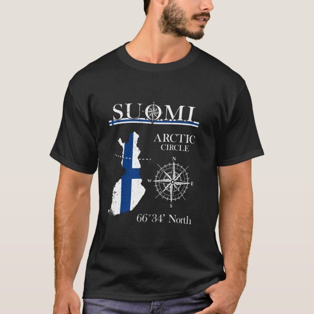 T-shirt Drapeau finlandais Suomi Finlande Arctic Circle Ad (Devant)