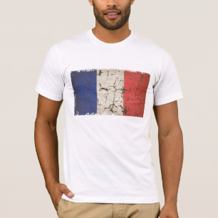 T-shirt Drapeau français affligé