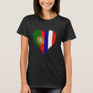 T-shirt Drapeau Français moitié Portugais A France Portuga
