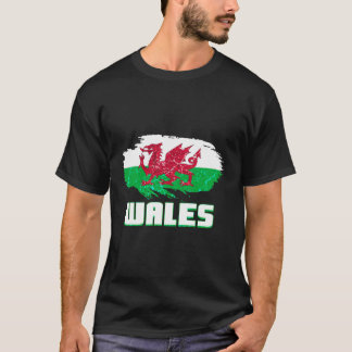T-shirt Drapeau gallois Dragon Baner Y Ddraig Goch Cardif