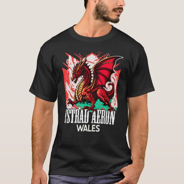 T-shirt Drapeau gallois Ystrad Aeron Pays de Galles Y Ddra (Devant)