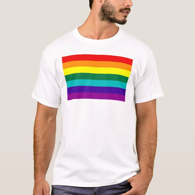 T-shirt Drapeau Gay pride arc-en-ciel 7 bandes (Devant)