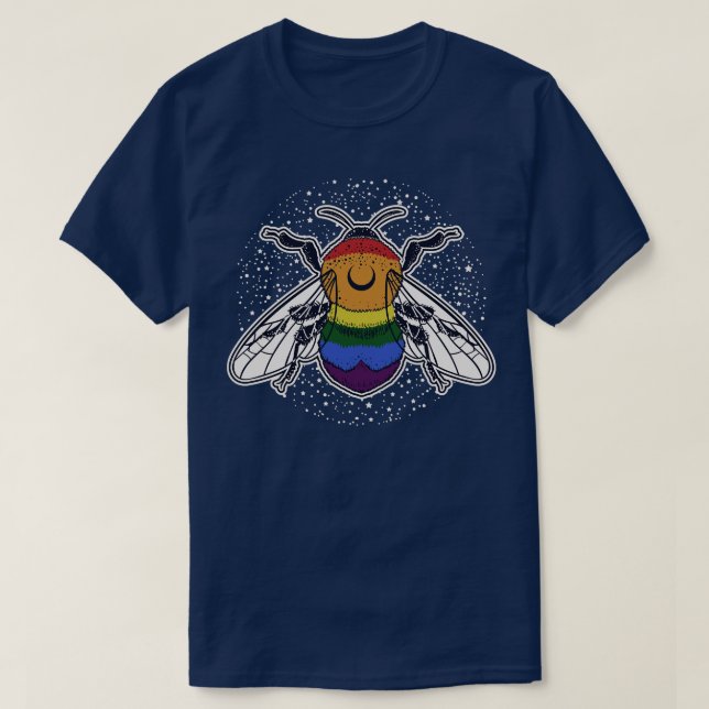 T-shirt Drapeau gay Rainbow Bee Fier LGBT Pride (Design devant)