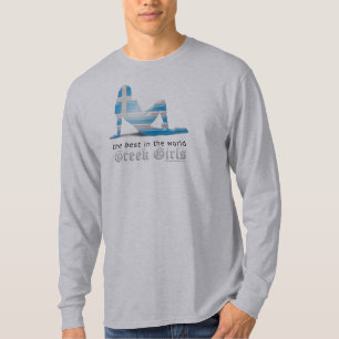 T-shirt Drapeau grec de silhouette de fille