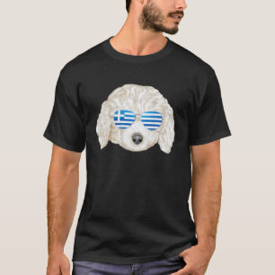 T-shirt Drapeau Grec Poodle Blanc Chien Grèce Pochette