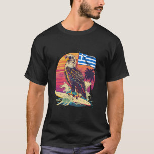 T-shirt Drapeau Grèce Aigle Surfing Coucher de soleil Raci