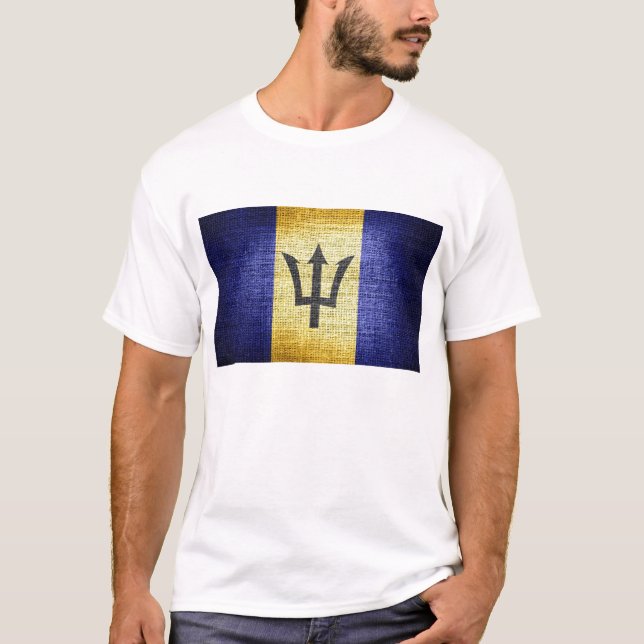 T-shirt Drapeau Grunge Barbados (Devant)