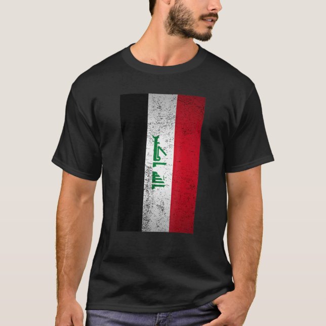 T-shirt Drapeau Grunge Irak Rétro Moyen-Orient Arabe Kurde (Devant)