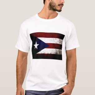 T-shirt Drapeau grunge noir de Porto Rico
