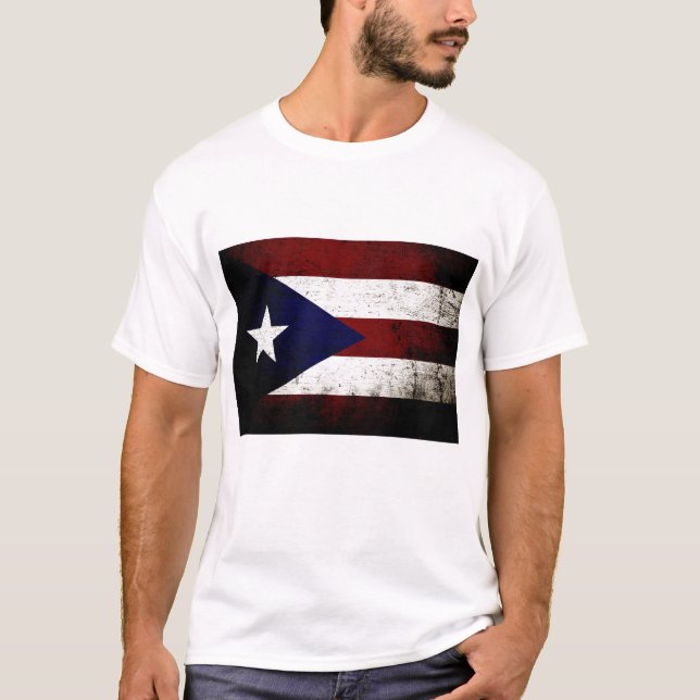 T-shirt Drapeau grunge noir de Porto Rico (Devant)