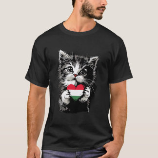 T-shirt Drapeau hongrois Chat mignon Cœur Fierté hongroise