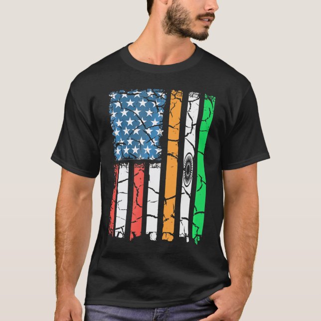 T-shirt Drapeau Indien Américain Patriote Inde (Devant)