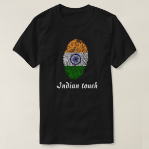 T-shirt Drapeau indien d'empreinte digitale de contact