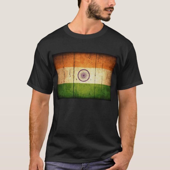 T-shirt Drapeau indien en bois (Devant)