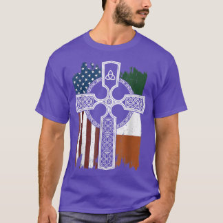 T-shirt Drapeau Irlandais Américain Avec St patrick Célest
